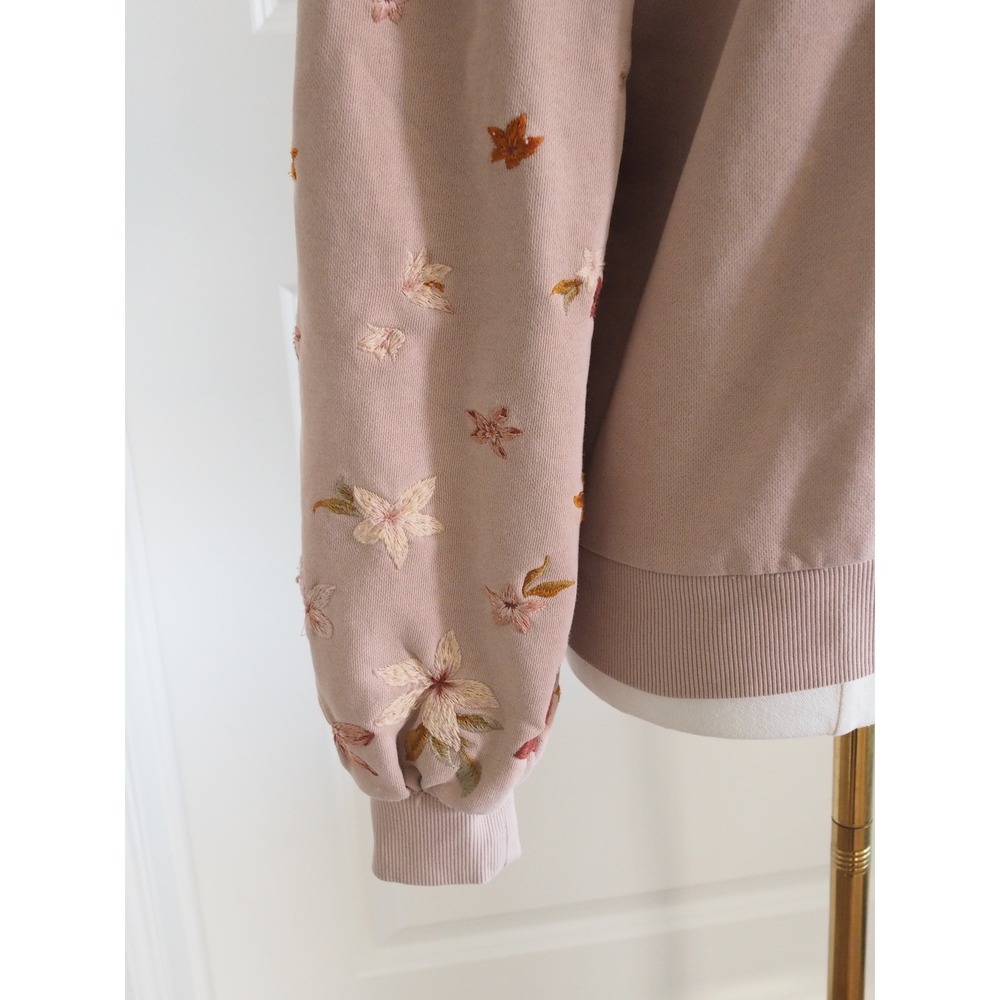 Driftwood Floral Embroidered Pink Sweatshirt Boho Cottagecore Small Good Rose - Picture 15 of 16